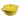 Yellow-green round oven with lid and brass knob, three-quarter view on white