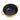 Top-down view of a yellow enameled oven with black interior and two handles