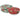 Two Merry Berry bowl covers, one gray-green and one red, stretched over white bowls