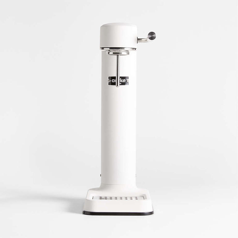 Aarke Carbonator III soda maker in stainless steel with a sleek design and carbon dioxide cylinder for sparkling water.