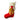 Red wool felt stocking with a stitched reindeer face and cream cuff