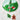 Holiday wine charms hanging on the stem of a green wine glass