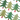 Pattern of green Christmas trees with gold, red and white details