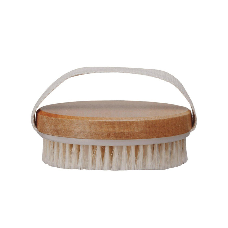 Creative Co-Op cherry wood body brush detail