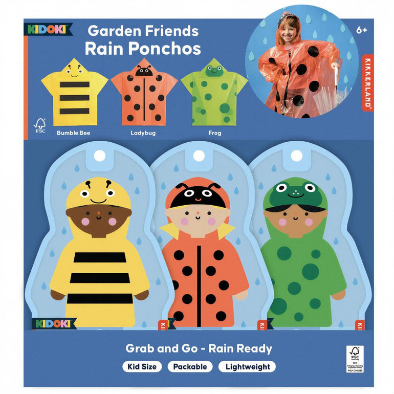 Kikkerland Kidoki Garden Friends Rain Poncho