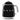 Black Smeg mini electric kettle with chrome handle and base, front view on white