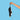 Hand holding the penguin umbrella by its strap against a blue background