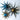 Three East End Press paper stars in blue and gold hanging with loops
