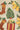 Paper stockings, bells, a tree and a present from the Christmas sewn garland laid flat