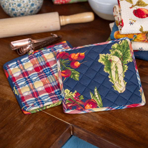 April Cornell Farmers Market Patchwork Potholder, Set of 2