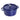 Staub round cocotte in Dark Blue, lid on, three-quarter view