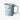 ChagoArt Splatter Mug in light blue speckled with navy and golden yellow splatter