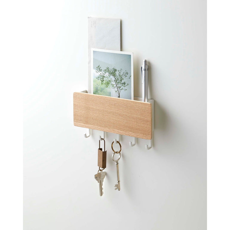 Yamazaki Home Rin Magnetic Key Rack, Ash wood + steel