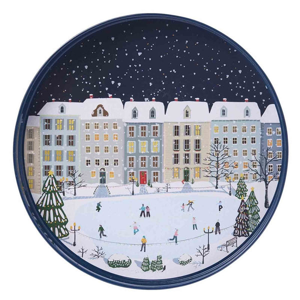 rockflowerpaper Holiday in the Park Round Lacquer Serving Tray, 15 in