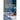 Liora iron menorah lit with blue and white candles on a table