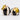 Two black and white striped pumpkin salt and pepper shakers with gold stems and gold edged leaves