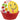Emoji print cupcake liner set upside down into a solid red liner