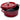 Staub round cocotte in Cherry, lid on