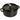 Staub round cocotte in Black, lid on, side view