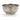 Pierced stainless steel berry colander on its elevated base, side view