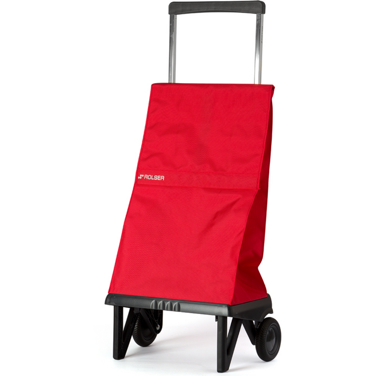 Rolser Plegamatic folding shopping cart with collapsible frame and large wheels for easy transport and storage.