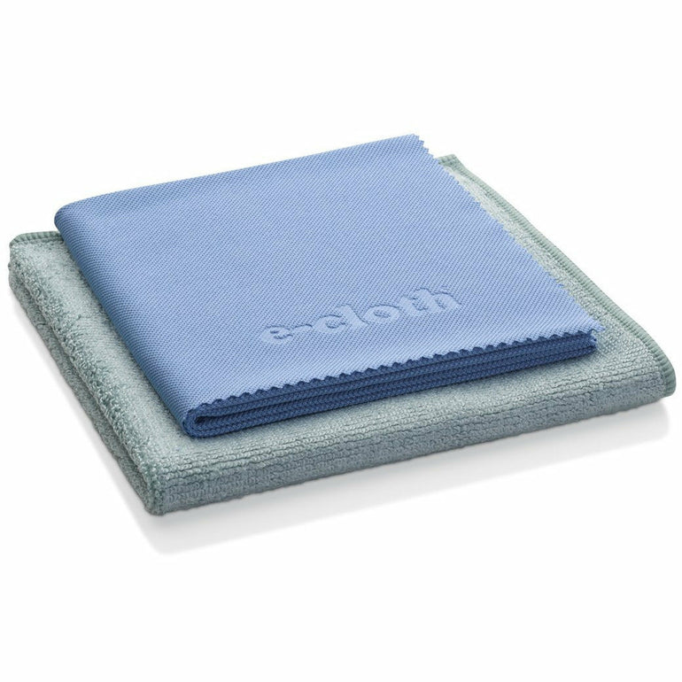 E-Cloth kitchen cleaning cloths 2-pack, soft microfiber fabric for wiping and cleaning kitchen surfaces and appliances.