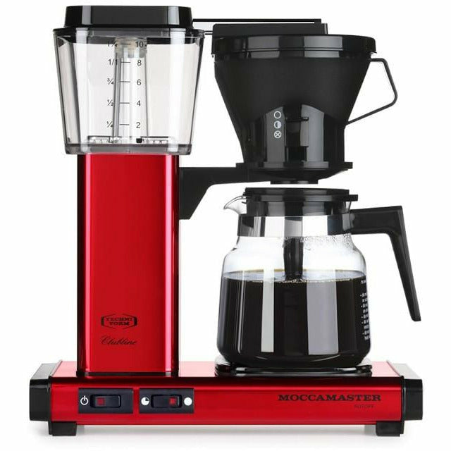 Technivorm Moccamaster KBGV 10-cup glass coffee brewer, front view.
