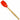 Le Creuset spoon spatula with a black handle and flame-colored silicone spatula head, ideal for cooking and stirring.