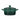 Le Creuset 14oz mini cocotte souffle dish in artichaut, showcasing a vibrant green ceramic ramekin with a lid and baked souffle inside.