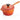 Le Creuset 1.75 Qt. flame-colored iron handle sauce pan with lid, ideal for simmering and stovetop cooking
