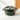 Staub round cocotte in Basil, lid on, three-quarter view